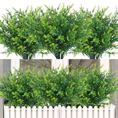 RECUTMS Artificial Outdoor Plants Artificial Flowers for Outside Artificial Plants Indoor Faux Spring Flowers Outdoor Fake Plants Flower Fillers for Bouquets Spring Vase Filler(Green)