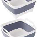 Collapsible Dish Tub 2X9L-Collapsible Basin Bucket Portable Sink-Outdoor Multiuse Foldable Sink Tub Wash Dish Basin for Kitchen Basin RV Camping (Grey+Grey)