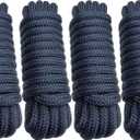 Double Braid 5/8" x 20' Boat Dock Lines (4-Pack) Nylon Boat Ropes for Docking with 15" Spliced Eye Heavy Duty Marine Rope Soft & Durable Boat Lines for Pontoon and Light Boat (Navy Blue)