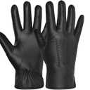 Harssidanzar mens Leather Rabbit fur Elegant Touchscreen Texting Driving Gloves KM057US