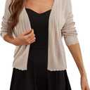 Arach&Cloz Women's 2024 Lightweight Summer Cardigan 3/4 Sleeve Crochet Patterns Knit Shrug Sweater Tops (Pink, L)