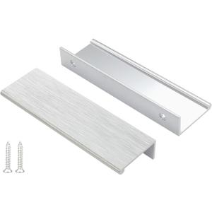 Peaha 10 Pack Kitchen Cabinet Handles 3-3/4 inch Brushed Nickel Pulls for Dresser Drawers Door Edge Finger Pull Hardware (Hole Centers:3-3/4in(96mm))