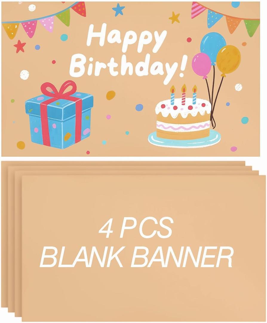Tatuo 4 Pcs 30" x 48" Large Blank Brown Paper Banners for 2026 Graduation Crafts Decoration 120gsm Thick Kraft Paper Banner for Display Wall Signs Painting Birthday Wedding Summer Party Decor