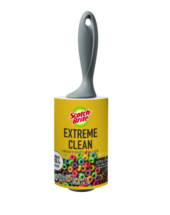 Scotch-Brite Extreme Clean Lint Roller, 4" x 54.59 ft, 100 Sheets/Roll 2pcs