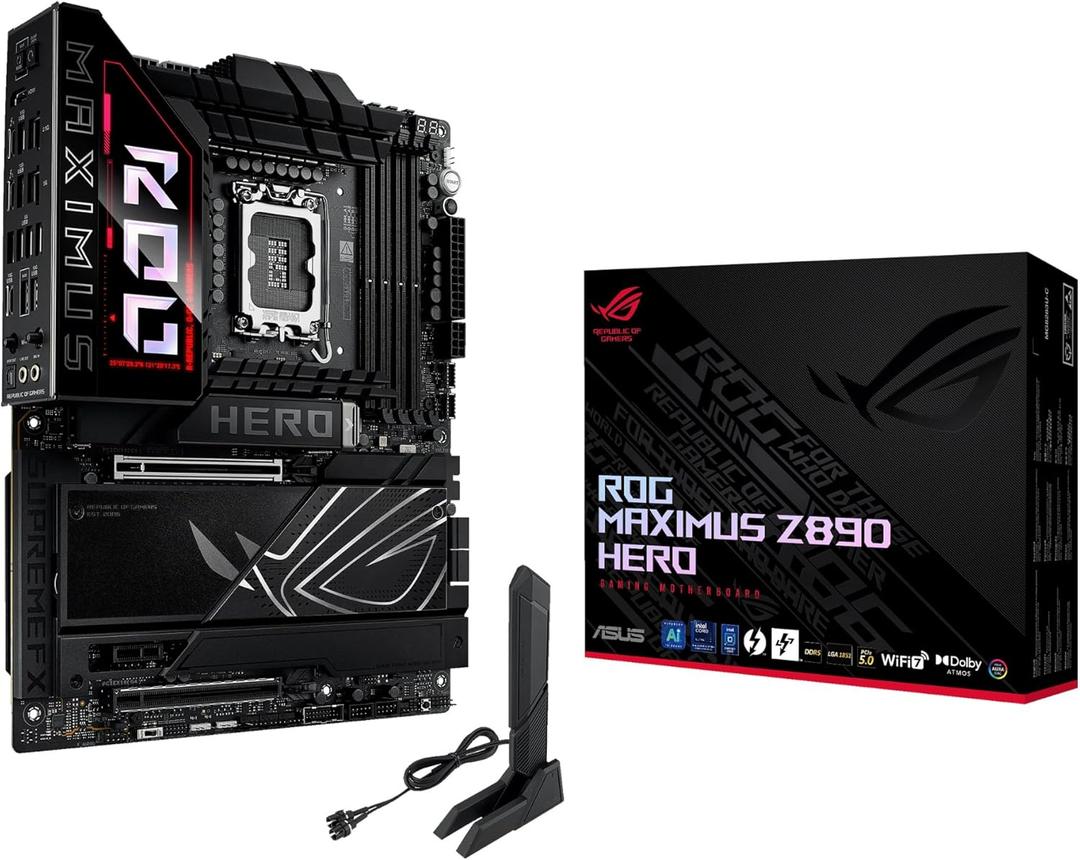 ASUS ROG Maximus Z890 Hero Intel Z890 LGA 1851 ATX Motherboard, Advanced AI PC-Ready, 22+2+1+2 Stages, DDR5, WiFi 7, 3X PCIe 5.0 M.2, Thunderbolt 4, USB Type-C, AI Overclocking/Cooling/Networking