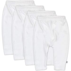 HonestBaby Unisex-Baby Multipack Harem Pants Roomy Fit Pull on Bottoms 100% Organic Cotton for Baby Boys, Girls (4-pack Bright White)