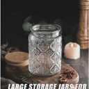 BEWAVE Vintage Glass Jar, 24oz Food Storage Containers Clear Mason Jars With Airtight Lid for Kitchen Counter,Coffee, Tea, Sugar, Candy, 2 Pack