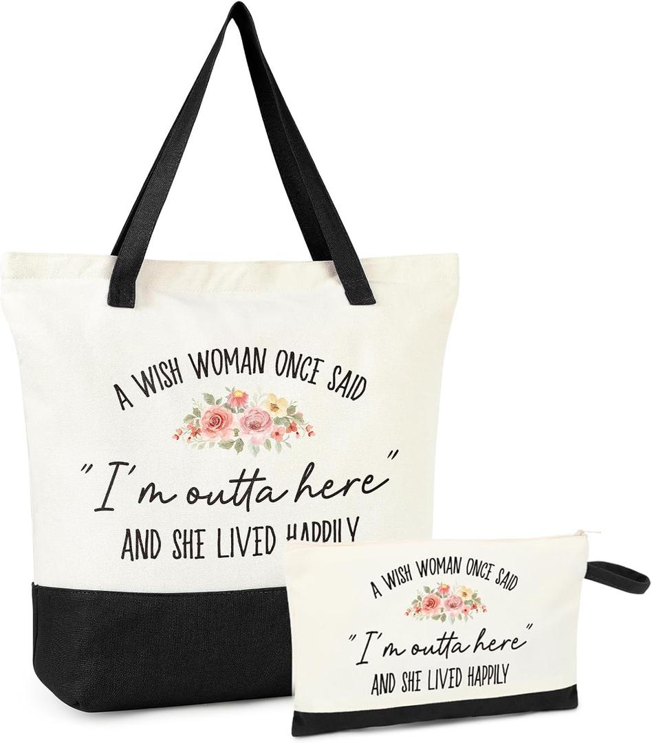 Aileam Retirement Gifts for Women 2Pcs Retirement Tote Bag Gifts Funny Retired Gift for Coworker, Friend, Family-Retired
