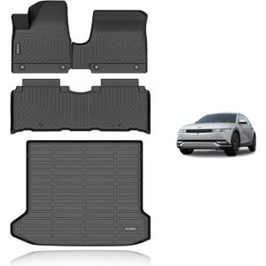 KELCSEECS Floor Mats & Cargo Liner Custom for 2022-2024 Hyundai Ioniq 5 Unmovable Center Console (Fixed Center Console) Automotive All Weather Cargo Mat Floor Liners IONIQ 5 Trunk Mat Accessories