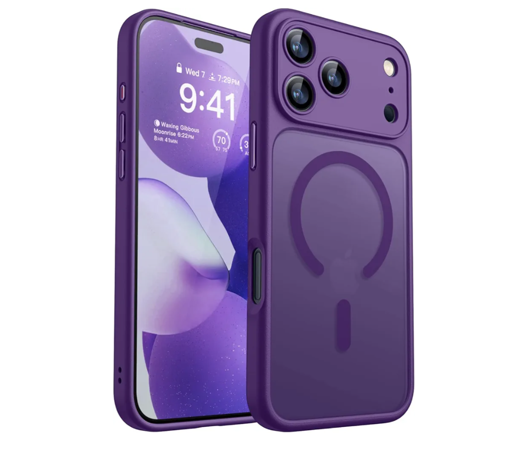 Magnetic Compatible with iPhone 17 Pro Case, Upgraded [Full Camera Protection] [Compatible with Magsafe] [Translucent Matte] Shockproof Protective Phone Cover 6.3 Inch - Deep Purple