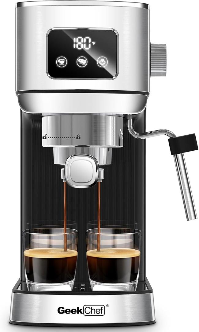 Geek Chef Espresso Machine, 20 Bar Coffee Machine, Latte Machine, Cappuccino Maker, Espresso Maker for Home (1.2L)