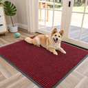 OLANLY Front Door Mat Indoor Outdoor Entrance, Waterproof Heavy Duty Doormat, Fade Resistant, Low Profile, Easy Clean Patio Porch Welcome Floor Mats for Entry, 40x32, Wine Red