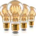 Vintage 6W LED Edison Bulbs, A19 Dimmable Edison Light Bulb, 2700K Warm White, Equivalent 60 Watt Incandescent Bulbs, Amber Old Fashion LED Filament Bulbs, E26 Base - 4 Pack