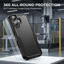 for Apple Recommend Shockproof iPhone 17 Case,[15 FT Military Grade Drop Protection],with 2X [Kevlar 9H Glass Screen Protector] Air Bumpers Full-Body Protective Phone Case, Matte Black