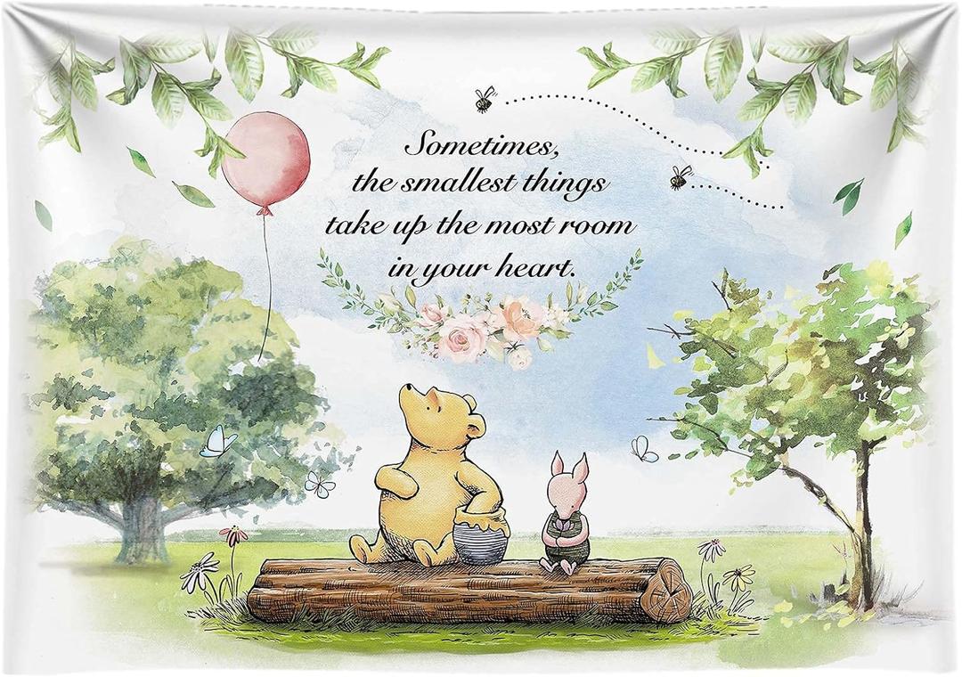 Fabric 8x6ft Vintage Bear Backdrop for Boys Girls Baby Shower Photography Background Classic Bear Newborn Kids 1st Birthday Party Cake Table Decorations Banner Photo Studio Props Supplies (Pink)