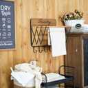 Accordion Laundry Rack, Retractable Wall Mounted Racks, 3 Bars & 5 Hooks for Drying Rack Hanging Towels Clothes Save Space Perfect for Laundry Room, Bathroom, Mudroom, Wall Decor, 20 x 20 x 13.75 inches