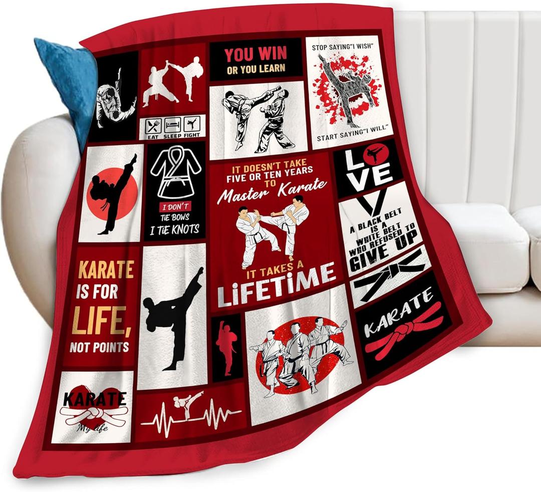 Karate Blanket Karate Throw Blanket Soft Fleece Flannel Bedding Black Belt Gifts for Boys Men Teens Lovers Adults Stuff Plush for Couch Sofa Bed Room Decor 40"X50"