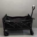 Collapsible Wagon Cart 220lbs Beach Foldable Wagon Lightweight & Portable Folding Utility Grocery Shopping Carts with Wheels for Shopping Garden and Sports (Black)
