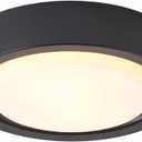 13 Inch Flush Mount Ceiling Light,Black Finish Plate with Frosted Glass Shade,Round Ceiling Lighting Fixture for Hallway Bedroom Closet Livingroom Kitchen Stairwell (Black)