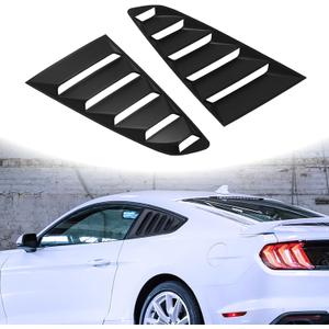 Side Window Louvers Compatible with 2015-2022 Ford Mustang Classic Style Black ABS Plastic Sun Shade Rear Windshield Cover Vents