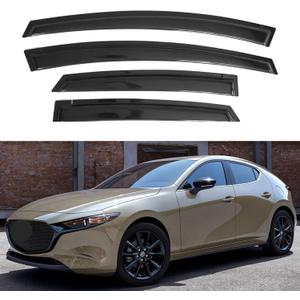 IG Window Visors Fit for 2019-2024 Mazda 3 Hatchback, Out-Channel Rain Guards Vent Wind Deflectors 4PC, Car Accessories for 19-24 Mazda 3 Hatchback (Excludes Sedan)