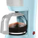 OVENTE 12-Cup Drip Coffee Maker with Borosilicate Glass Carafe, One-Touch Operation Machine, Anti-Drip System, Reusable Filter and Clear View Water Gauge, Ideal for Home or Office, Light Blue CM412LBL