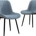 YOUNIKE Dining Chairs Set of 2 with High Back Mid Century Modern Kitchen & Dining Room Chairs PU Faux Leather Upholstered Wide Comfortable Padded Accent Chair for Living Room Bedroom Greyish Green