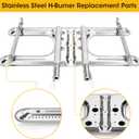 19 Inch Universal Gas Grill Burners, Stainless Steel H-Burner Replacement Parts, Grill Burner Replacement Parts for Charbroil, Barbeque Grill Accessories
