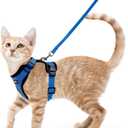 rabbitgoo Cat Harness and Leash for Walking, Escape Proof Soft Adjustable Vest Harnesses for Cats, Easy Control Breathable Reflective Strips Jacket, Navy Blue, S