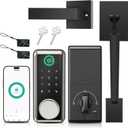 Keyless Entry Door Lock Deadbolt with Handle Set, Smart Locks for Front Door, Digital Door Lock with Keypad Set, Door Code Lock with Touchscreen, Compatible with Alexa, Satin Nickel