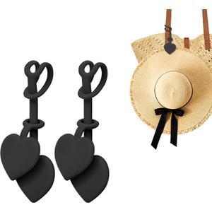 2 Pcs Magnetic Hat Clips for Travel on Bag, Strong Magnetic Hat Holder & Clip, Secure Hats Holder for Travel on Caps & Beach Hats, Vacation Essentials Accessories (2, Black)