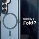 Magnetic Case for Samsung Galaxy Z fold 7 Case, Slim Translucent Matte Phone Cover with Shockproof TPU Frame & Scratch-Resistant PC Back, Strong Magnetic Ring, Navy Blue