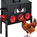 48 LB Large Automatic Chicken Feeder, No Waste Metal Poultry Feeder with 8 Ports, Weatherproof Outdoor Dispenser with Adjustable Legs & Locking Lid for Backyard Chickens, Black