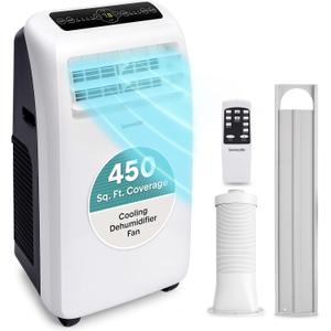 SereneLife Small Air Conditioner Portable 10,000 BTU with Built-in Dehumidifier - Portable AC unit for rooms up to 450 sq ft - Remote Control, Window Mount Exhaust Kit