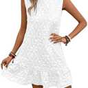 SOLY HUX Women's Sleeveless Tank Dress Casual Jacquard Hem Summer Mini Dresses Plain Black X-Small Plain White X-Large