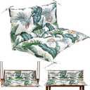 Gollense Porch Swing Cushions, 3 Seat Outdoor Swing Cushion Replacement with Backrest, 60 x 40 x 4 Inches Bench Cushion with 8 Ties for Outdoor Furniture for Patio, Backyard, Garden, Hawaii