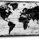 Black White World Map Canvas Wall Art for Living Room Large Office Canvas Artwork Decor Framed for Kitchen Bedroom-20 x40