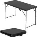 BestOffice 4 FT Picnic Table Folding Table Camping Plastic Table Fold Up Table Lock for Party Event, Black