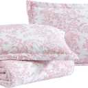Laura Ashley - Queen Quilt Set, Soft & Reversible Cotton Floral Bedding with a Medium Weight Feel, 3 Piece Bed Set with Matching Pillowcases (Bedford Pink)