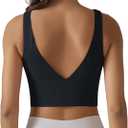 ABOCIW Longline Sports Bra for Women V Back Wireless Padded Medium Support Yoga Bra Workout Crop Tank Tops (Black, Medium)