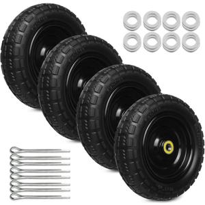 10 Inch Solid Rubber Tires, 4.10/3.50-4 Tire and Flat Free with 5/8" Bearings, 2.17" Offset Hub for GOR Garden Carts, Garden Wagon Carts, Trolleys, Hand Trucks and Utility Cart(4 Pack)