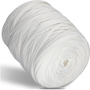 SIMEIQI 400g T-Shirt Elastic Fabric Crochet Cloth Yarn for DIY Knitting, 130 Yards Spaghetti Thick Knitting Yarn for Hand DIY Bag Basket Cushion Crocheting Projects Home Decor (White) SIMEIQI 400g T-Shirt Elastic Fabric Crochet Cloth Yarn for DIY Knitting, 130 Yards Spaghetti Thick Knitting Yarn for Hand DIY Bag Basket Cushion Crocheting Projects Home Decor (White)
