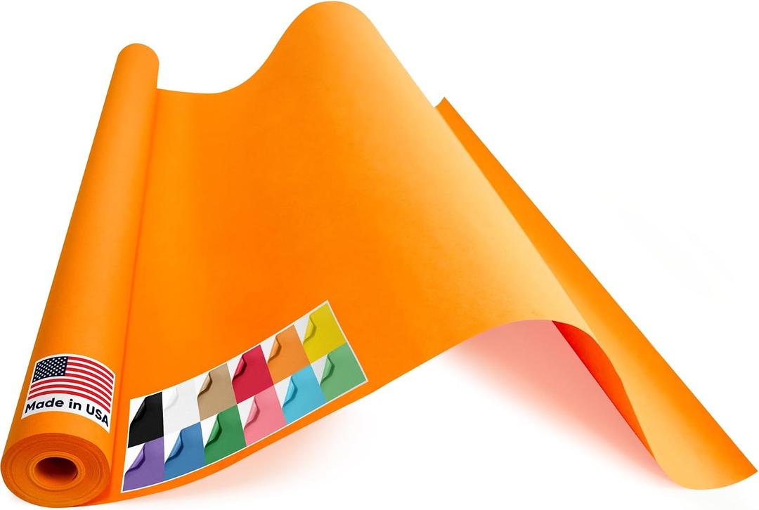 USA Made 36" x 1200" Orange Kraft Paper Roll, 45 lbs Thickness, American Quality Colored Kraft Paper for School, Bulletin Board - Odorless, Non-Toxic, Safe for Kids, Orange