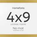Homeforia 4x9 Business License Frame Gold, High End Metal 4 x 9 Gold Certificate Frame with Real Glass, 9x4 Document Frames for Wall or Tabletop, 4by9 Picture Frame, Tempered Glass, Wall Kit, Set of 1