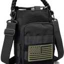 Water Bottle Sleeve - Water Jug Holder with Strap Cross-Body Bottle Carrier with MOLLE System Tactical Military Style Bag (for 64 Oz Bottle, All Black)