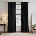 PONY DANCE Blackout Curtains 96 inch Long, Room Darkening Ceiling to Floor Curtains for Bedroom, Thermal Insulated Drapes for Living Room Window, Back Tab/Rod Pocket, 52 Inch Wide, 2 Panels, Black