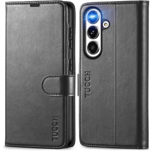 TUCCH Case Wallet for Galaxy S25 5G, Kickstand [RFID Blocking] Card Holder, Folio Magnetic PU Leather [TPU Shockproof Interior Case] Protective Folio Cover Compatible with Galaxy S25 6.2" 2025, Black