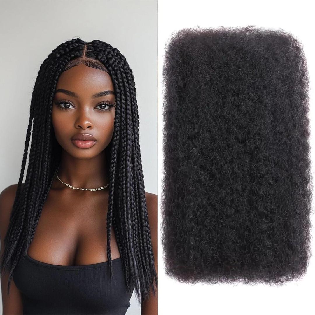 Afro Kinkys Bulk Human Hair for Dreadlocks Extensions and Locs Repair 1 Pack 50 Gram Natural Black Color Afro Kinky Curly Human Hair Bulk for Twist (Black, 12 Inch)