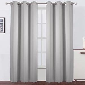 LEMOMO Blackout Curtains 42 x 84 inch/Light Grey Curtains Set of 2 Panels/Thermal Insulated Room Darkening Bedroom Curtains