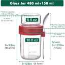 Danmu 4 Pack Overnight Oats Containers with Lids 16 oz,Dual-Layer Yogurt Parfait Cups with Lids,Meal Prep Containers Glass for Snack,Overnight Oats,Yogurt,Parfait,Salad Dishwasher Safe